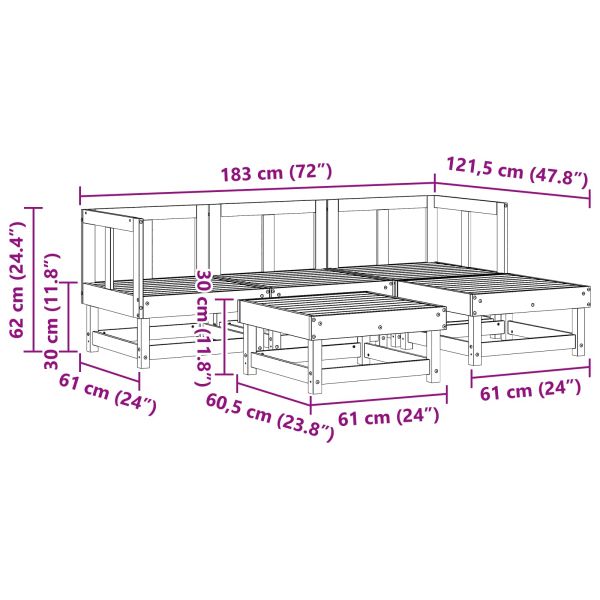 Комплект за почивка в градина 5 pcs Восъчен Кафяв
