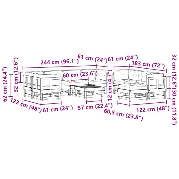 Комплект за почивка в градина 33 pcs Восъчен Кафяв