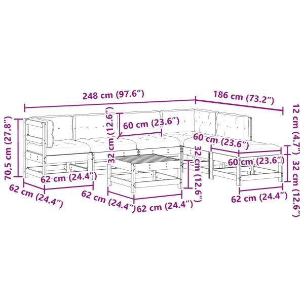Комплект за почивка в градина 7 pcs Восъчен Кафяв