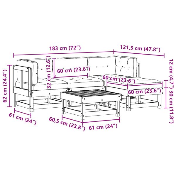 Комплект за почивка в градина 15 pcs Восъчен Кафяв