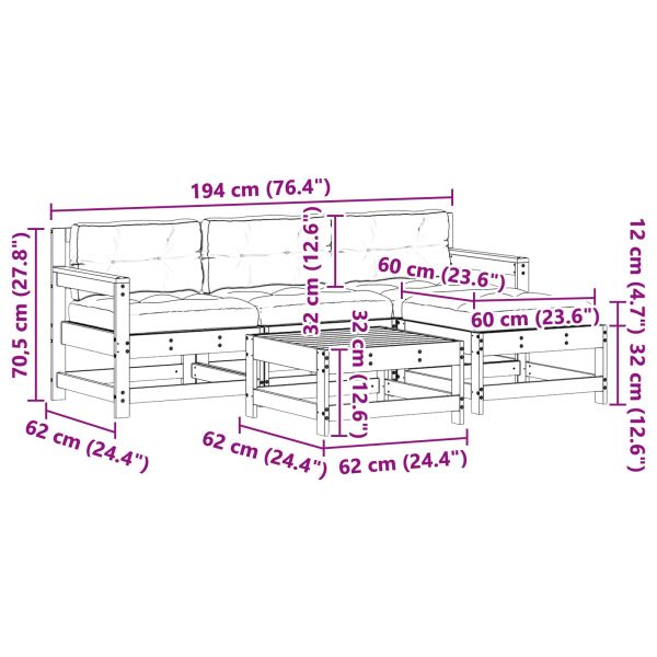 Комплект за почивка в градина 5 pcs Восъчен Кафяв