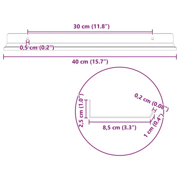 Плаващ рафт 2 бр. Антрацит 40 x 8,5 x 2,5 см Стомана