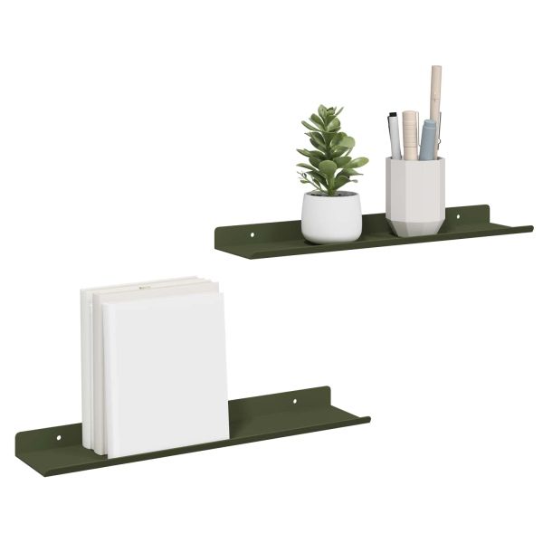 Плаващ рафт 2 pcs Маслинено зелено 40 x 8,5 x 2,5 см Стомана