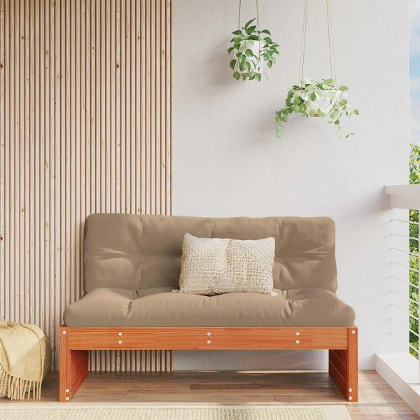 Градинен среден диван Солиден бор Восъчен Кафяв