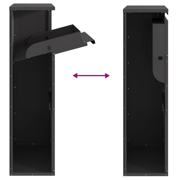 Пощенска кутия за пратки с врата Черно 44 x 22 x 82 см Стомана