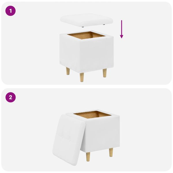 Табуретка с място за съхранение Бял 40 x 40 x 45 cm Изкуствена