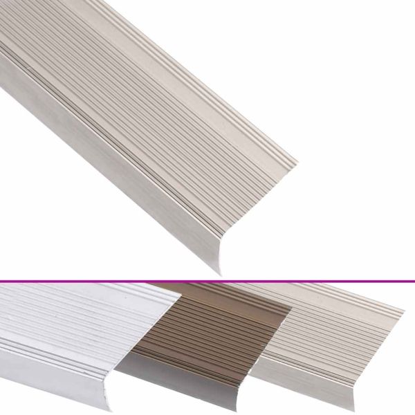 Ръбове за стъпала, Г-образни, 5 бр, алуминий, 90 см, шампанско