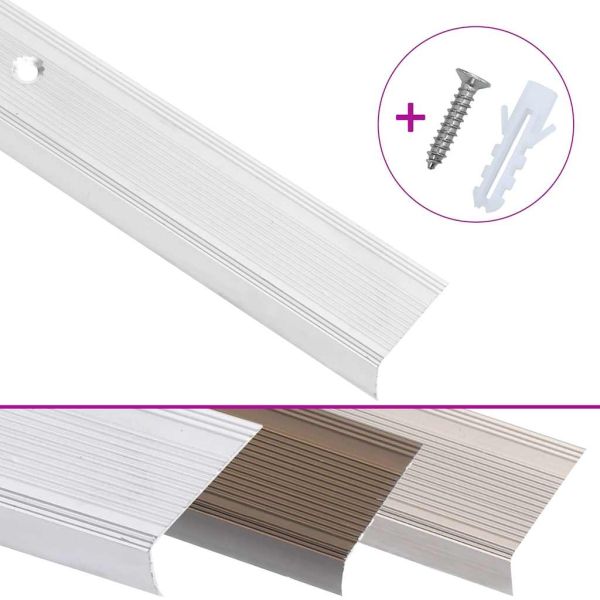 Ръбове за стъпала Г-образни 15 бр алуминий 100 см сребристи