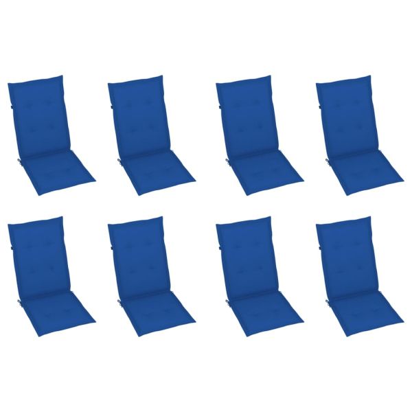 Сгъваеми градински столове с възглавници, 8 бр, акация масив