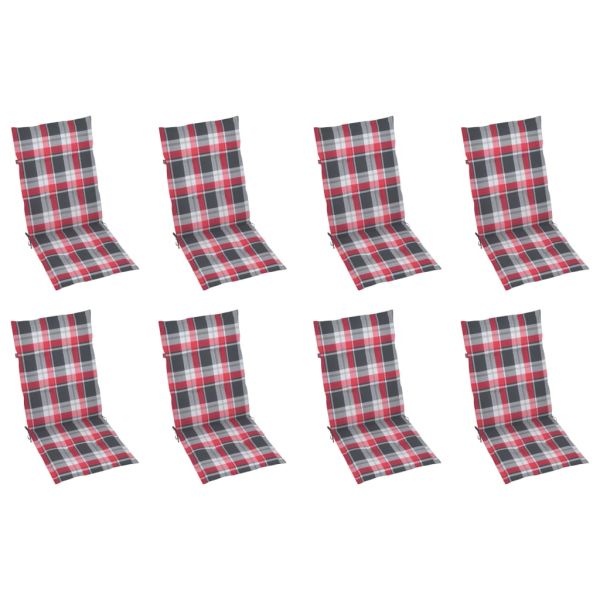 Сгъваеми градински столове с възглавници, 8 бр, акация масив