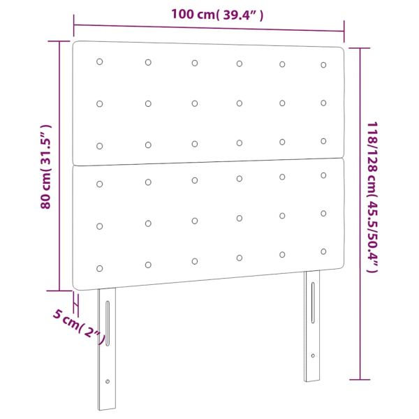 LED горна табла за легло, тъмносиня,100x5x118/128 см, кадифе