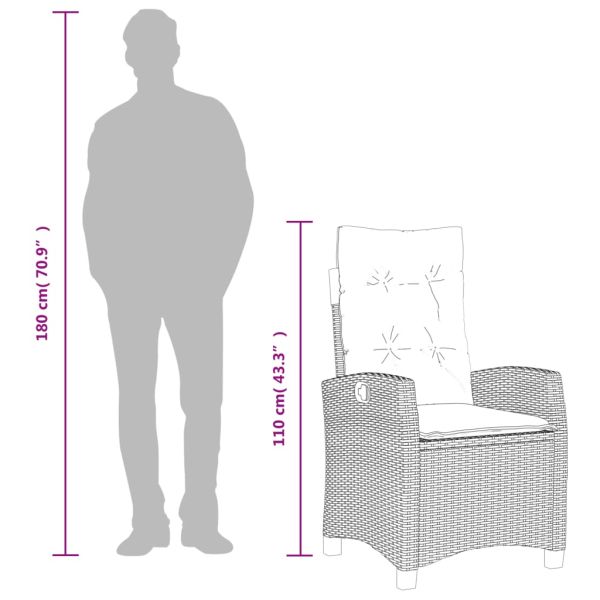 Градински трапезен комплект 7 части с възглавници сив полиратан