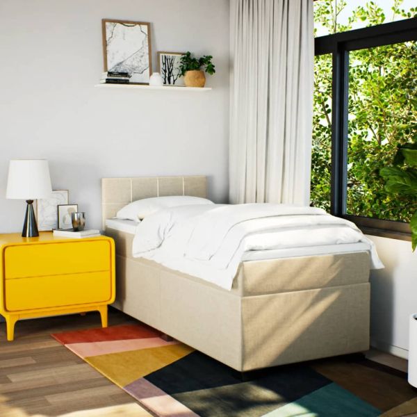 Боксспринг легло с матрак, кремава, 90x190 см, плат