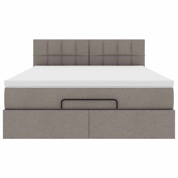 Османска легло с матрак, таупе, 140x190 см, плат