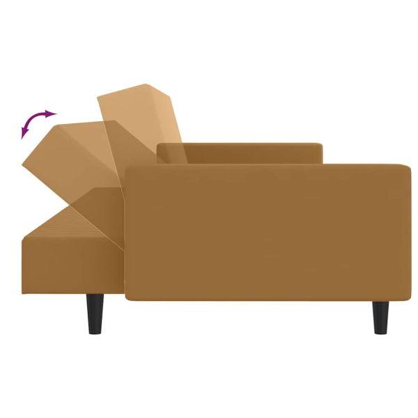 2-местно разтегателно канапе, кафяво, кадифе