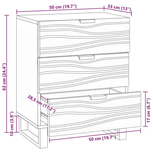 Нощен шкаф Орех 50 x 33 x 62 см Масивна акациева дървесина