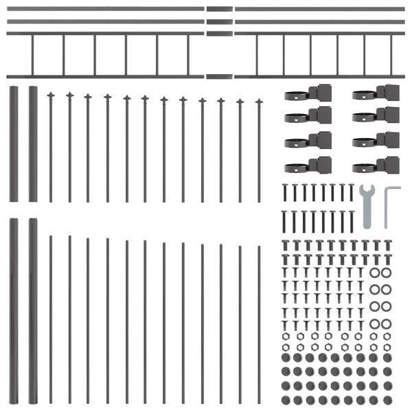 Градска ограда 7 pcs Сив 170 x 225 см Прахово боядисана стомана