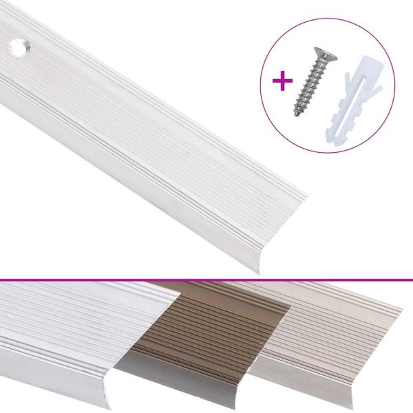 Ръбове за стъпала Г-образни 15 бр алуминий 100 см сребристи