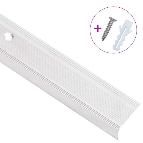 Ръбове за стъпала Г-образни 15 бр алуминий 100 см сребристи