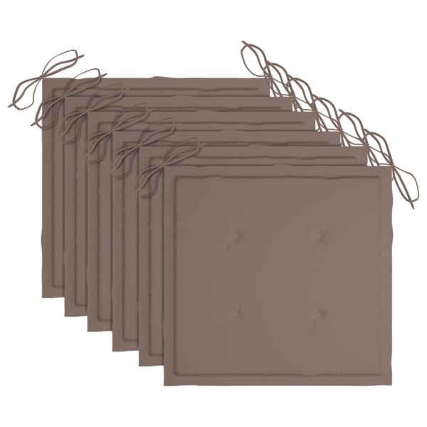 Градински столове с възглавници, 6 бр, акация масив