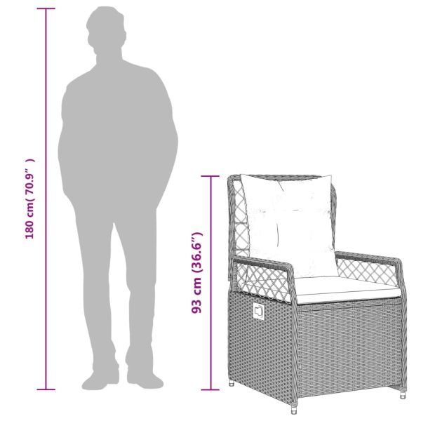 Градински трапезен комплект 7 части с възглавници сив полиратан