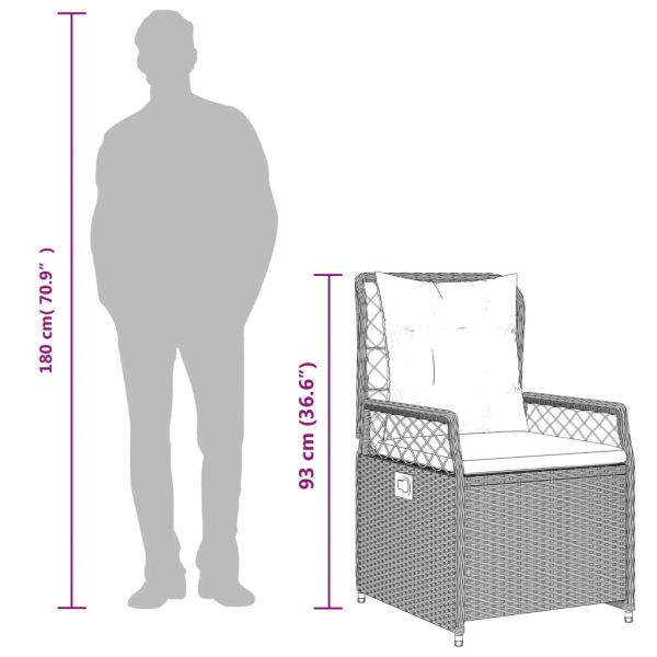 Градински комплект с възглавници, 9 части, бежов полиратан