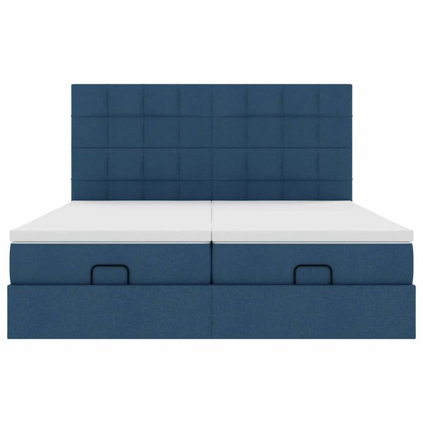 Османска легло с матраци, синьо, 160x200 см, плат
