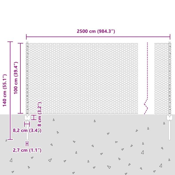 Ограда с пост Сив 1 x 25 m Стомана