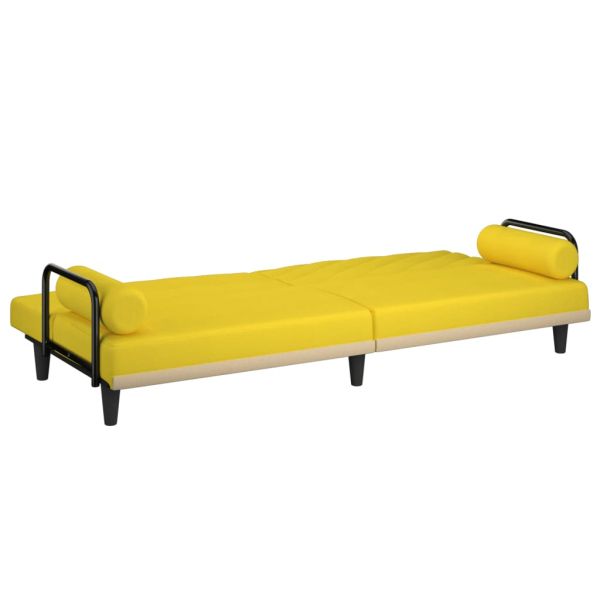 Разтегателно канапе с подлакътници, светложълто, плат