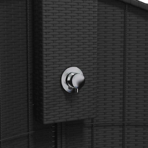 Външен душ черен 100x100x241,5 см полиратан и акациево дърво