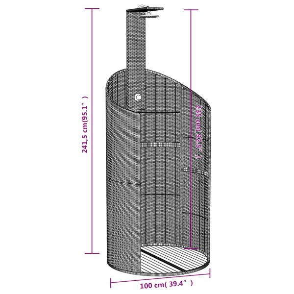 Външен душ черен 100x100x241,5 см полиратан и акациево дърво