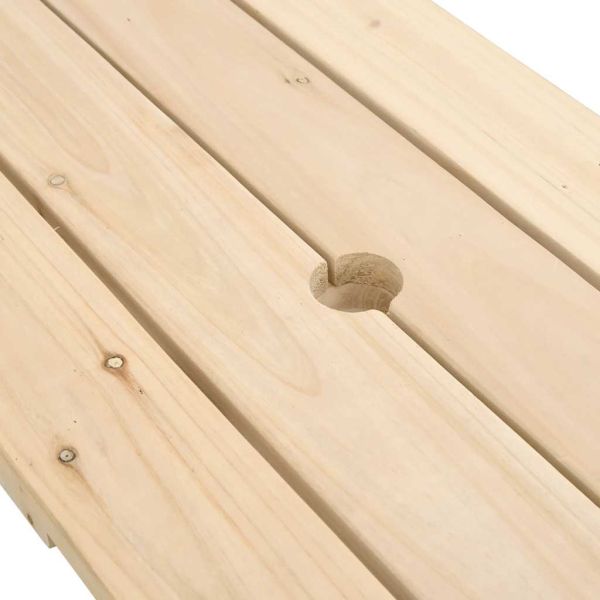 Пикник маса за 4 деца, с отвор за чадър, чамова дървесина масив