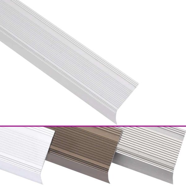 Ръбове за стъпала, Г-образни, 5 бр, алуминий, 100 см, сребристи