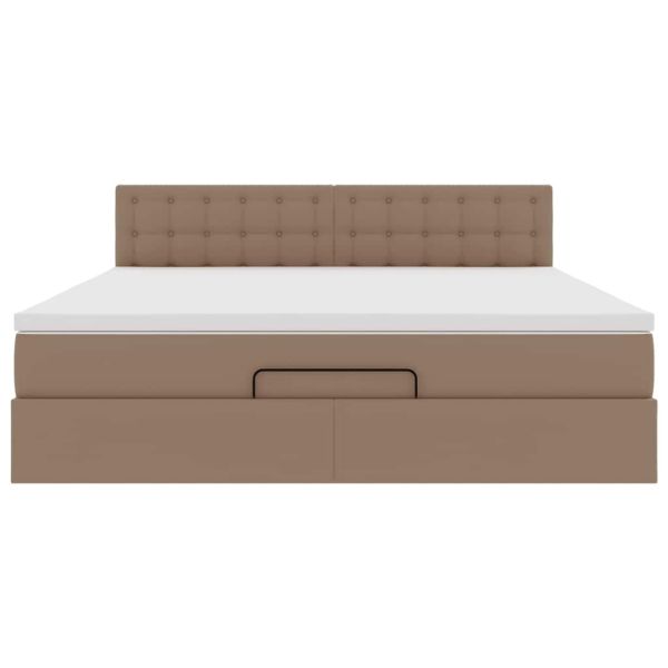 Османска легло с матраци&LED капучино 180x200см изкуствена кожа