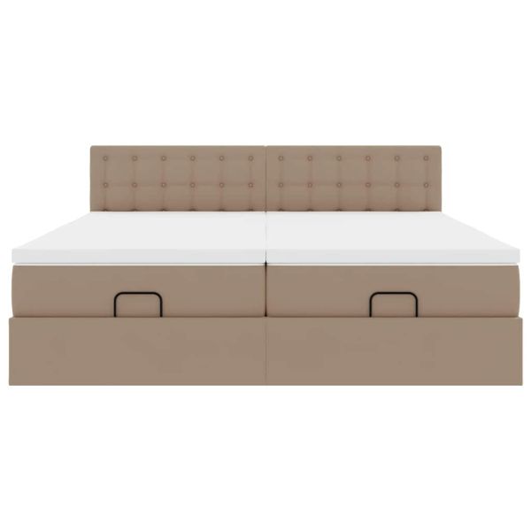 Османска легло с матраци&LED капучино 180x200см изкуствена кожа