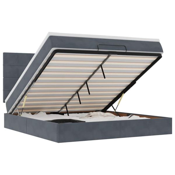 Османска легло с матраци, тъмносиво, 180x200 см, кадифе