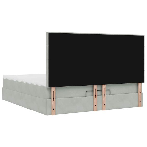 Османска легло с матраци и LED, светлосиво, 180x200 см, кадифе