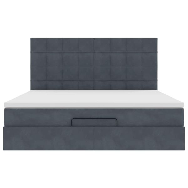 Османска легло с матраци и LED, тъмносиво, 180x200 см, кадифе