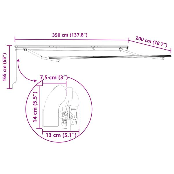 Сгъваем навес Жълто 350 x 200 cm текстил