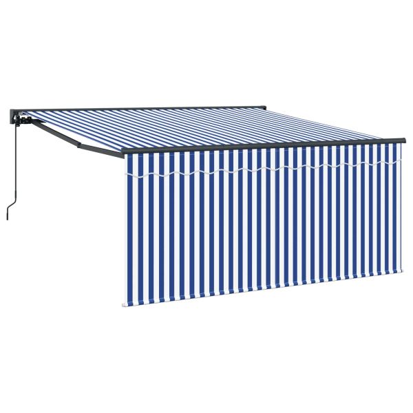 Сгъваем навес Синьо и бяло 300 x 250 cm Полиестер и алуминий