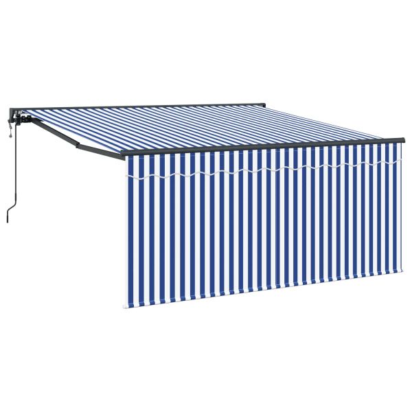 Сгъваем навес Синьо и бяло 300 x 250 cm Полиестер и алуминий