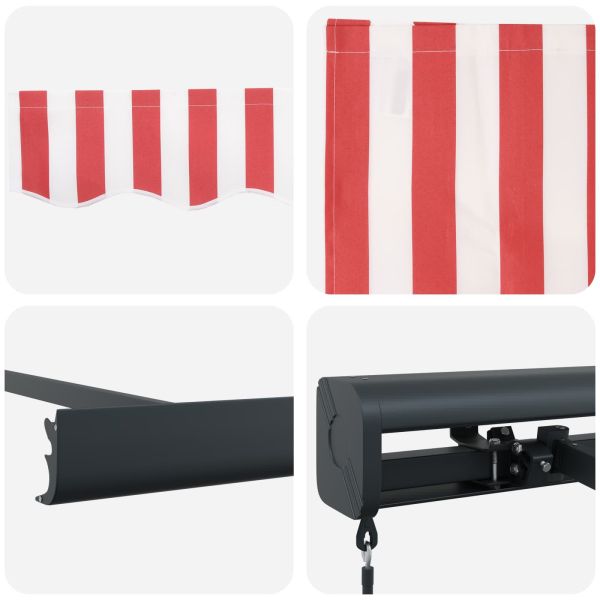 Сгъваем навес Червено и бяло 300 x 250 cm Текстил и Метал