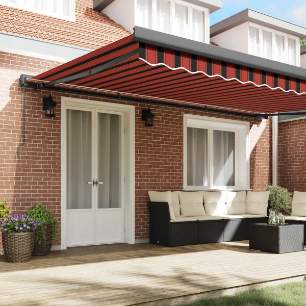 Сгъваем навес Червен и Черен 500 × 300 cm Текстил и Метал