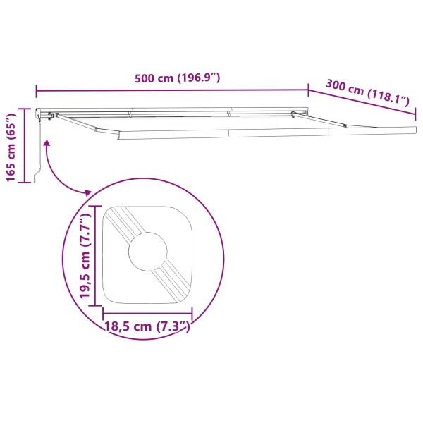 Сгъваем навес Червен и Черен 500 × 300 cm Текстил и Метал