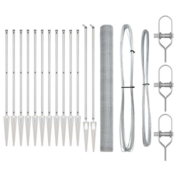 Стълб за ограда. Сребрист 25 x 1,5 м (25 мм мрежа) Стомана