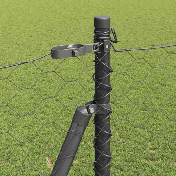 Стълб за ограда. Сив 25 x 1,5 м (50 мм мрежа) Стомана