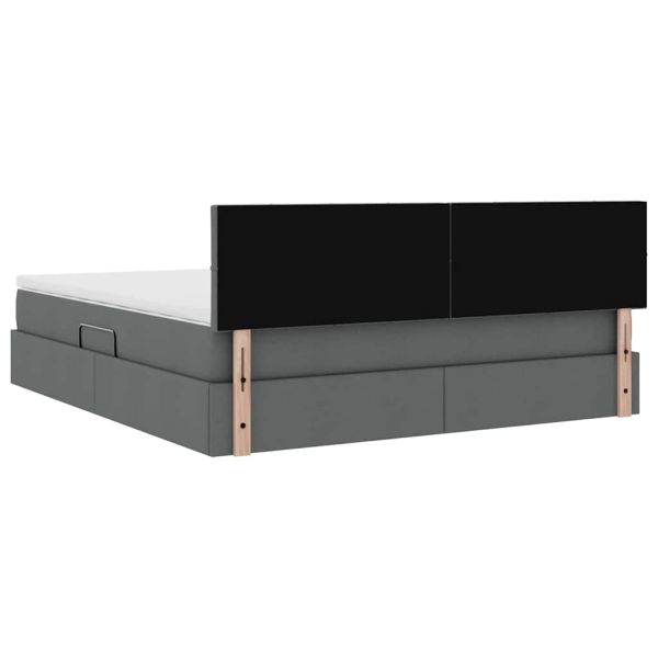 Легло с място за съхранение и матрак Тъмен сив 160 x 200 cm
