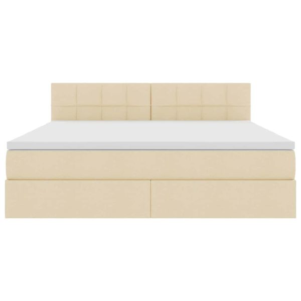 Легло с място за съхранение и LED Кремав 160 x 200 cm текстил