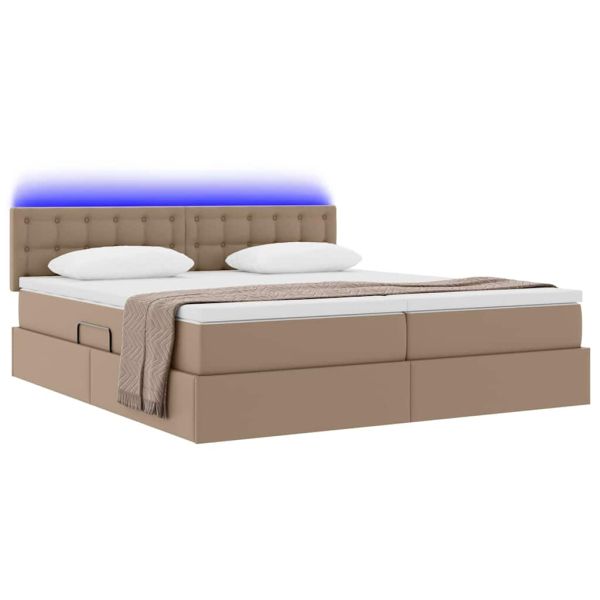 Легло с място за съхранение и LED с LED Капучино 180 x 200 cm