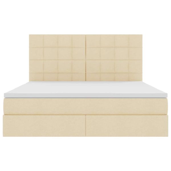 Легло с място за съхранение и LED Кремав 160 x 200 cm Полиестер